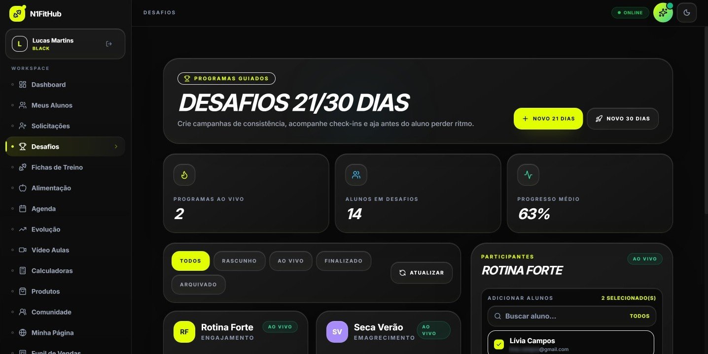 Tela de desafios de 21 e 30 dias